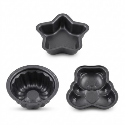 Set 3 forme briose teflonate rotunda steluta ursulet 12 cm copt copii Adison